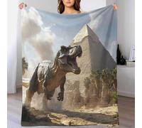 Microfibra Dinosaurio Mantas para Sofa, 80x90inch(200x230cm) Manta Polar Sofa Extra Suave, T-Rex Pyramid Manta De Franela Cálida Y Suave para Sofá Grande, Manta Cama, Colcha