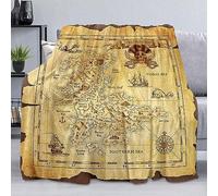 Microfibra Manta De Vellón, Brújula De Velero De La Isla con Mapa del Tesoro De Calavera Pirata, Suave Cubre Sofá, Mantas para Cama para Sofa, Toda Estación, Invierno M