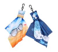 Microfibra Paño de Limpieza para Gafas, Portátil, con Gancho 2 Piezas | Pantallas de Móvil y Lentes Vr, con Bolsa y Llavero, Uso en Viaje y Escritorio