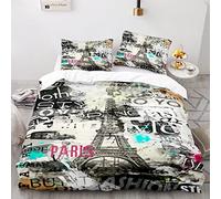 Microfibra Ropa De Cama Paris Torre Eiffel Cómodo Y Duradero 200 X 200 Cm Funda Nordica Cama 135 + 2 Fundas De Almohada 40X75