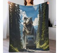 Microfibra The T-Rex Chasing A Camión Mantas para Sofa, 70x80inch(180x200cm) Manta Polar Sofa Extra Suave, Dinosaurio Manta De Franela Cálida Y Suave para Sofá Grande, Manta Cama, Colcha