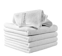 Microfibre Cleaning Cloths, 40cm x 30cm - Pack of 5, White, Machine Washable, Polishing, Waxing & Dusting Cloth, Lint-Free, Kitchen Towel, Car Cleaning, Microfiber