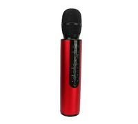 Micrófono, 2000mAh Tipo-C Doble Altavoz Metal Karaoke Micrófono Tarjeta de Sonido para el Hogar (Rojo)