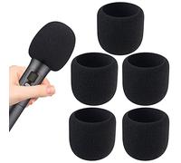 Micrófono antiviento con cubierta gruesa lavable de esponja de alta densidad, 5 unidades, color negro