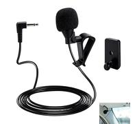Micrófono Coche 3.5mm, Micrófono Estéreo Coche, Micrófono Mano Libre para Radio Coche, Navegación Bluetooth y Estéreo de Automóvil Cable de 3 m Clip en U Adhesivo Compatible con Radio DVD PC Portátil