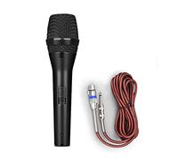 Micrófono con cable antiaullidos, micrófono profesional de canto de karaoke, micrófono dinámico cardioide de metal con cable XLR a 1/4 pulgadas, fácil de conectar y usar