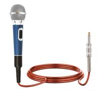 Micrófono con cable con pastilla dinámica, cuerpo de metal para audio claro, diseño compacto de 24 cm para transmisión en vivo, karaoke, hablar en público y reuniones de conferencias (azul)