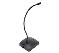 Micrófono con Cable de Cuello de Cisne, Micrófono de Reunión Negro, Base Omnidireccional de ABS con Cable XLR a 6,35 Mm para Grabación