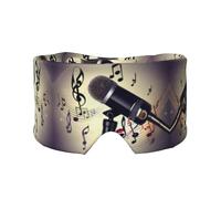 Micrófono con estampado de notas musicales para hombres y mujeres, cubierta suave para los ojos, diadema insonorizada para dormir, para viajes, siesta