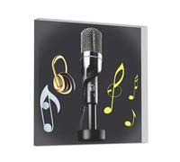 Micrófono con notas musicales, impresión acrílica, regalos, decoración del hogar, bodas, escritorios conmemorativos, oficina, corazón personalizado