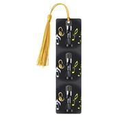 Micrófono con notas musicales, marcapáginas de madera de moda, 5 piezas, marcadores rectangulares para adultos, perfectos para regalos de graduación