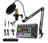 Micrófono condensador BM-800 con kit de tarjeta de sonido en vivo F998, paquete de podcast para grabación de estudio de PC y smartphone, juegos, transmisión en vivo, voz en off, producción de música