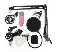 Micrófono condensador con micrófono cardioide profesional de sonido con un solo toque, para transmisión, grabación, color rosa