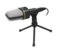 Micrófono Condensador, Grabación Estudio Profesional con Trípode Escritorio y Puerto 3,5 mm Omnidireccional para Podcast Informáticos, Entrevistas y Transmisiones en (BLACK)
