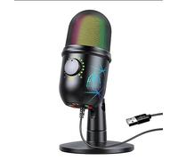 Micrófono condensador USB con función de retorno de oído de reducción de ruido silencioso, micrófono USB para juegos para PC, computadora, laptop, grabación de video