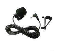Micrófono de audio para coche, micrófono externo con cable de 3,5 mm para DVD con cable de 10 pies, clip en forma de U y adhesivo para comunicación de manos, color negro