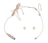 Micrófono de auriculares beige con gancho doble para la oreja con conexión Mini XLR TA4F de 4 pines, compatible con sistemas inalámbricos Shure, marco ergonómico ajustable, cápsula de condensador