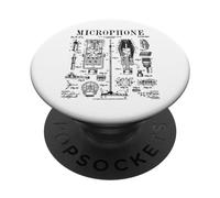 Micrófono de Cantante de música Retro Vintage con Estampado de Patente vocalista PopSockets PopGrip Adhesivo