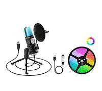 Micrófono De Computadora, RGB 7 Color Gradient Micro Gaming Microphone con Filtro Pop Y Soporte Plegable para Podcast Studio Streaming Laptop Computadora De Escritorio