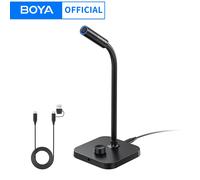 Micrófono de condensador BOYA CM40 con cuello de cisne, conexión USB Plug and Play, ENC Noise 360 ° Ajuste el puerto de 3.5 mm para reuniones, transmisiones en vivo, podcasts, PC, laptop, teléfono. CM