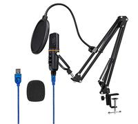 Micrófono de condensador profesional para PC con soporte de brazo de suspensión, USB Plug and Play, volumen ajustable/silencio para computadora, laptop, streaming, grabación, juegos, canto YouTube