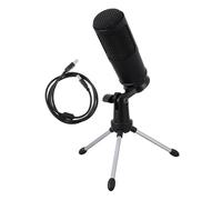 Micrófono de Condensador USB Cardioide para Conferencias, Laptops | Aleación de Zinc, 192khz/24bit y =80db, Incluye Cable, Trípode y Soporte Negro