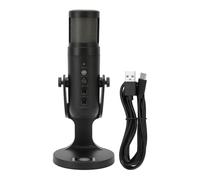 Micrófono de condensador USB con micrófono de grabación de calidad de sonido premium de luz RGB, giratorio de 360 grados para transmisión en vivo, podcast para juegos, voz, material ABS