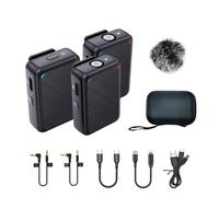 Micrófono De Grabación Lavalier Inalámbrico Sistema De Micrófono De Solapa De Doble Canal Con 98 Pies For Cámara DSLR De Teléfono Inteligente DV Vlog Live(1 RX and 2TX)