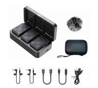 Micrófono De Grabación Lavalier Inalámbrico Sistema De Micrófono De Solapa De Doble Canal Con 98 Pies For Cámara DSLR De Teléfono Inteligente DV Vlog Live(With charge chamber)