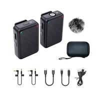 Micrófono De Grabación Lavalier Inalámbrico Sistema De Micrófono De Solapa De Doble Canal Con 98 Pies For Cámara DSLR De Teléfono Inteligente DV Vlog Live(1 RX and 1TX)