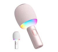 Micrófono de karaoke inalámbrico Bluetooth, altavoz portátil 5 en 1 con luces dinámicas, micrófono de karaoke para viajes en coche, fiesta en casa, grabación de música, regalos de canto de dueto para