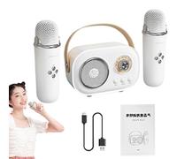 Micrófono de Karaoke Inalámbrico con Altavoz,Kit de Altavoces de Karaoke Inalámbrico,Pequeño Karaoke Con Dos Micrófonos - Micrófonos para cantar portátiles con cable de carga Entretenimiento en el hog