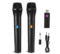 Micrófono de mano inalámbrico, profesional 2 en 1 VHF universal USB receptor de bolsillo micro, para karaoke, canto Ktv familiar, fiestas, discursos, para Android/iPhone/PC/ordenador portátil(Negro)