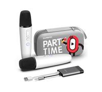 Micrófono de mano para iPhone, micrófono Bluetooth recargable inalámbrico con receptor auxiliar de 3.5 mm, micrófono dueto de karaoke de coche con funda portátil para adultos, fiesta al aire libre,