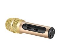Micrófono de Mano Profesional para Cantar en Karaoke Carga USB, Color Champán, Sistema Inalámbrico Adecuado para Eventos, Presentaciones y Fiestas, Micrófono y Estudio