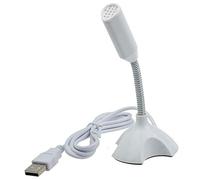 Micrófono de pie para PC, color blanco, micrófono USB, pequeño micrófono compatible con ordenador portátil, PC, podcast, estudio, streaming gaming, micrófono de escritorio