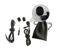 Micrófono de Solapa Clip de Cuello de Plástico Negro, 1 Juego | Grabación para Smartphones y Grabadoras, Cable de Extensión 2m, Accesorios Clip Metálico