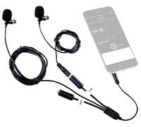 Micrófono de Solapa con Clip para Entrevista Movo Executive Lavalier con Micro Secundario & Entrada para Monitorización con Auriculares para iPhone y iPad de Apple, Samsung, Smartphones/Tablets con Android