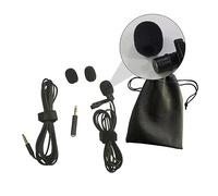 Micrófono de Solapa de Plástico Abs 1 Juego Clip Negro | Cable de Extensión 2m, Bolsa Pu y Adaptador 3, 5mm, 2 Esponjas Pequeñas y Clips Metálicos
