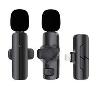 Micrófono de solapa de solapa inalámbrico para iPhone/iPad - Mini micrófono de solapa profesional para grabación de vídeo - Micrófono de solapa doble con sincronización automática para YouTube/Podcast/Vlogging/Entrevistas