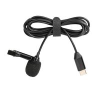 Micrófono de solapa negro de 1,5 m de longitud de cable USB C para cámara de acción de alta sensibilidad