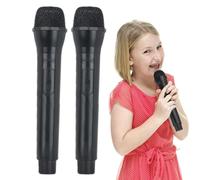 Micrófono de utilería, micrófono falso - 2 micrófonos de juego de simulación para práctica del habla - Micrófono de juguete, accesorios de micrófono falsos Smooth News, modelo de micrófono para regalo