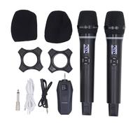 Micrófono dinámico inalámbrico Bluetooth USB Recargable Dual Micrófono de Mano con Receptor Calidad de Sonido Superior para Karaoke Wedding Party Stage Performance Aleación de