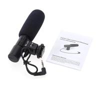 Micrófono estéreo de condensador portátil con soporte de zapato caliente de 3,5 mm para cámara DSLR, videocámaras, accesorios de entrevista, dispositivo de micrófono estéreo profesional, micrófono