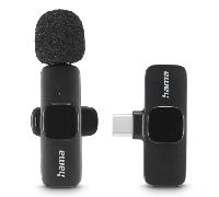 MICROFONO HAMA SMART WIRELESS GADGET USB-C CANCELACION RUIDO IA PATRON OMNIDIRECCIONAL PINZA NEGRO
