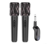 Micrófono inalámbrico 2.4G con receptor, micrófono dinámico recargable con cancelación de ruido DSP, rotación de 270°, duración de la batería de 20H, rango de 30 m para voz, boda, sistema PA, negro
