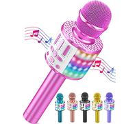 Micrófono inalámbrico Bluetooth Karaoke, portátil Karaoke, micrófono con luz, micrófono Karaoke para niños/Adultos Cantar Club Navidad cumpleaños Noche Familia Youtube Live, Idea de Regalo