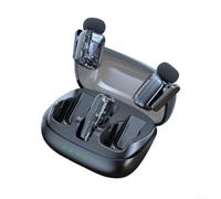 Micrófono inalámbrico con clip, micrófono Lavalier inalámbrico con funda de carga, carga rápida, distancia de transmisión de hasta 30 metros, captura de sonido omnidireccional de 360°, solo 15 m de