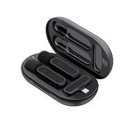 Micrófono inalámbrico con clip, receptor de micrófono inalámbrico y 2 transmisores con caja de carga para teléfono móvil tipo C, micrófono recargable con parabrisas para entrevistas, espectáculos en