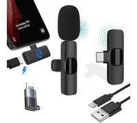 Micrófono inalámbrico con puerto tipo C, micrófono Bluetooth inalámbrico Plug-Play para YouTube, TikTok, Facebook Live Stream, reducción de ruido Auto-Sync